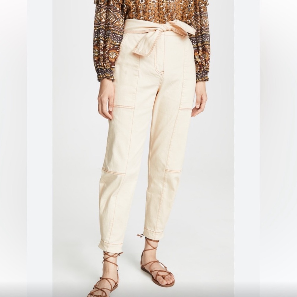 Ulla Johnson Cream Linen Trousers Relaxed Fit